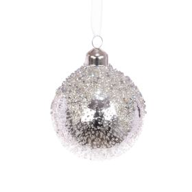 Silver Glass Amina Bauble 8cm